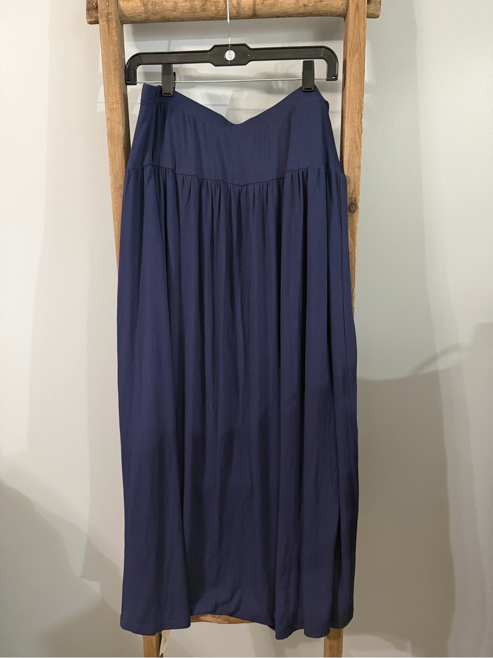 Women's Navy Maxi Skirt with Gathered Waist